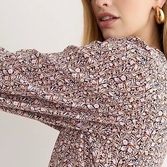 J.Crew Long Puff Sleeve Paisley Floral Blouse S - Picture 3 of 12